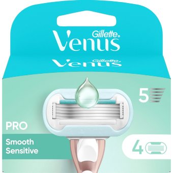 Сменные кассеты для женского бритья Gillette Venus 5 Pro Smooth Sensitive, 4 шт/уп