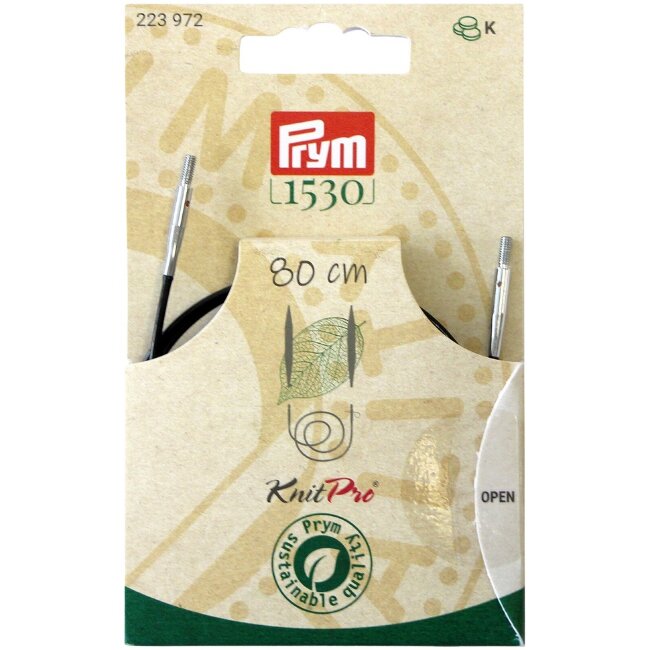 Круговые спицы Prym 1530 с кабелем 80 см и аксессуарами Круговые спицы Prym 1530 с кабелем 80 см и аксессуарами