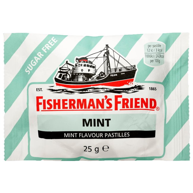 Пастилки от укачивания с мятой (без сахара) Fisherman's Friend MINT 25 гр