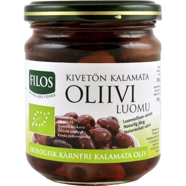 Оливки каламата без косточки Filos органические 200г/100г