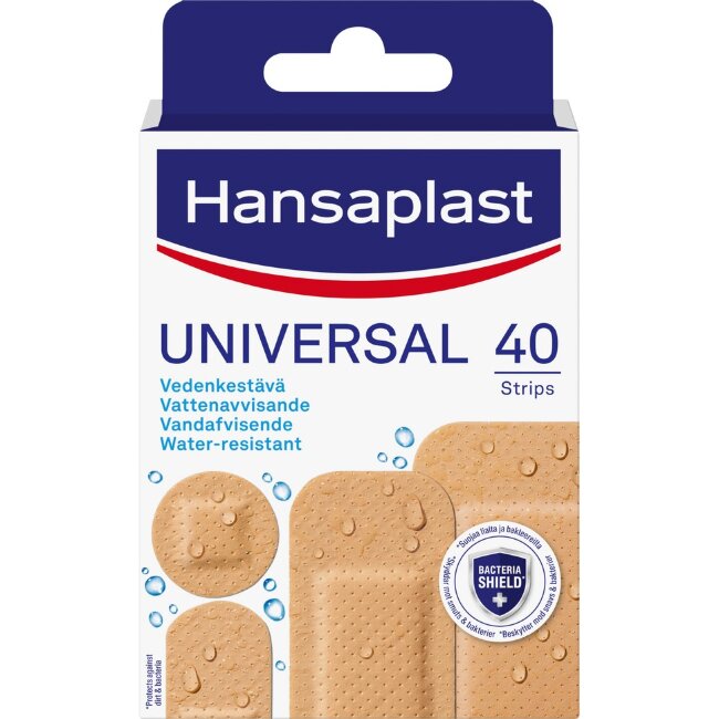 Водостойкие универсальные пластыри Hansaplast 40 шт, 4 размера