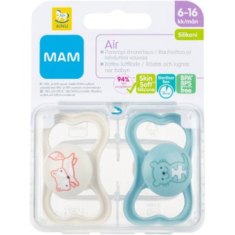 Соска-пустышка силиконовая Ainu MAM Air 6-16 мес, 2 шт