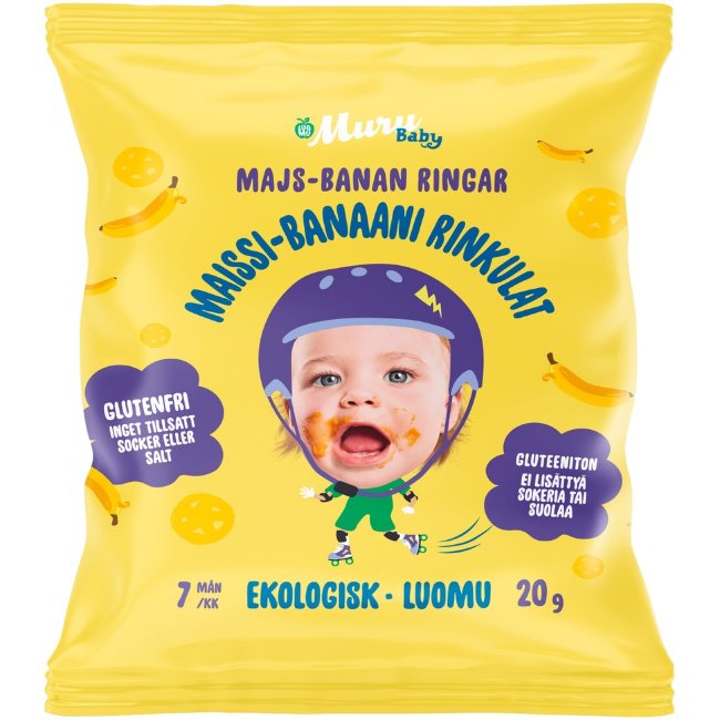 Кукурузно-банановые колечки Muru Baby Luomurinkulat (уп 8 шт) 20 гр Кукурузно-банановые колечки Muru Baby Luomurinkulat (уп 8 шт) 20 гр