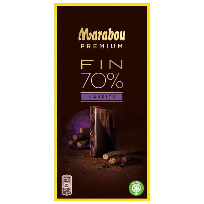 Шоколад Marabou Premium 70% соленая лакрица 100 гр