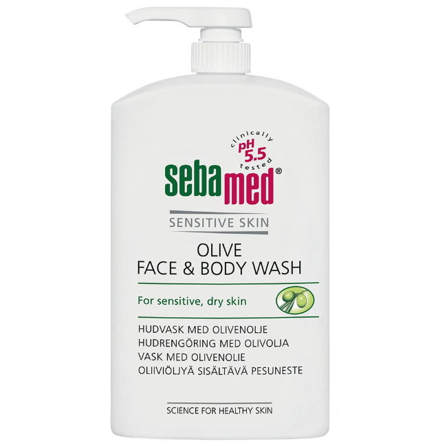 SEBAMED средство для чистки лица и тела OLIVE FACE & BODY WASH 1000 мл