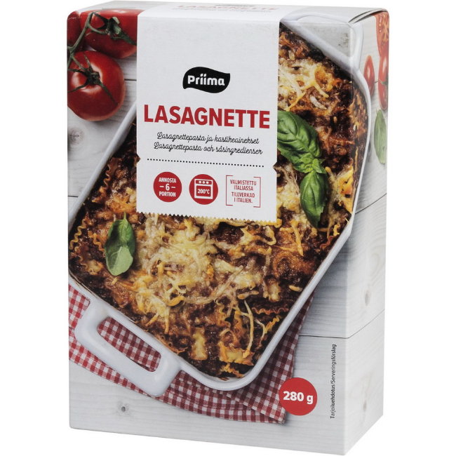 Лазаньетте полуфабрикат с соусом болоньезе Priima 280 г