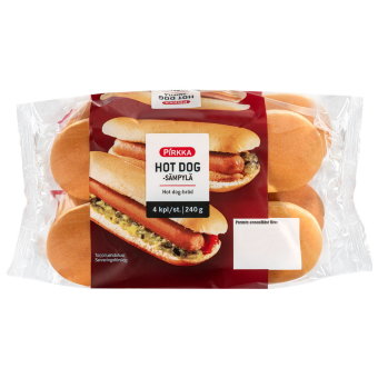 Булочки для хот-дога Pirkka (уп 4 шт) 240 гр Булочки для хот-дога Pirkka (уп 4 шт) 240 гр