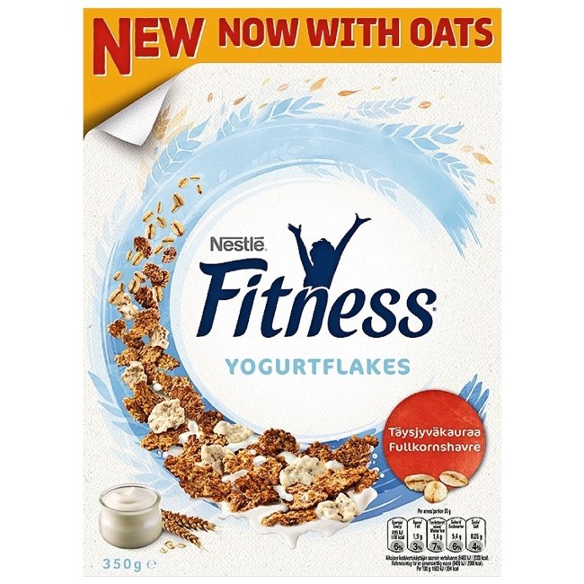 Хлопья Nestlé Fitness 350 гр из цельнозерновой пшеницы, овса и риса с йогуртовой глазурью