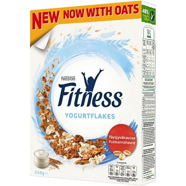 Хлопья Nestlé Fitness 350 гр из цельнозерновой пшеницы, овса и риса с йогуртовой глазурью