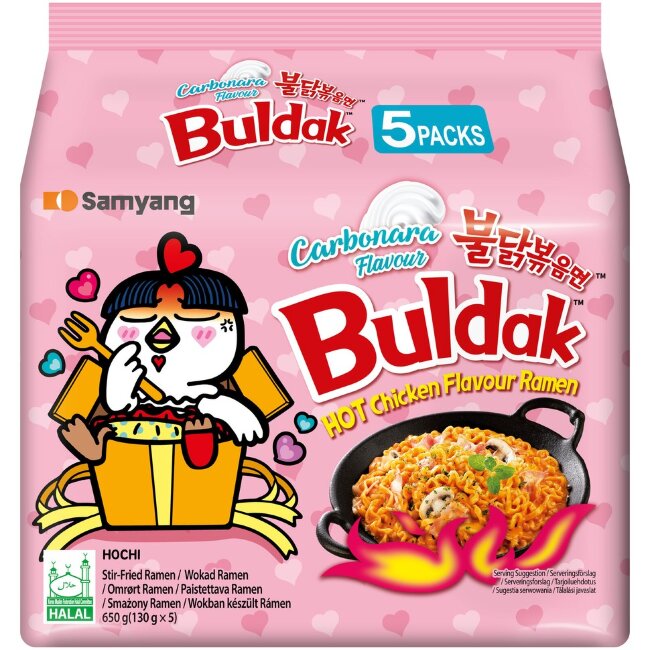 Рамен лапша Samyang Buldak Hot Chicken Carbonara (уп 5 шт) 650 гр Рамен лапша Samyang Buldak Hot Chicken Carbonara (уп 5 шт) 650 гр