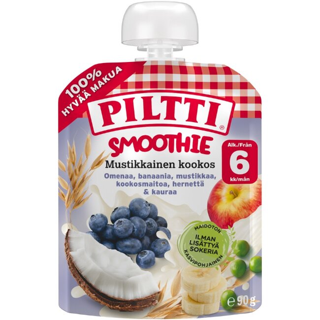 Смузи PILTTI с черникой и кокосом 90 гр (с 6 месяцев) порционный пакетик