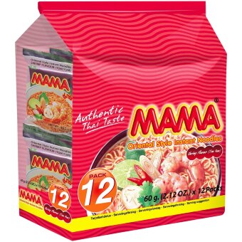 Пакет лапши Mama с восточным вкусом креветок (уп 12 шт) 720 гр