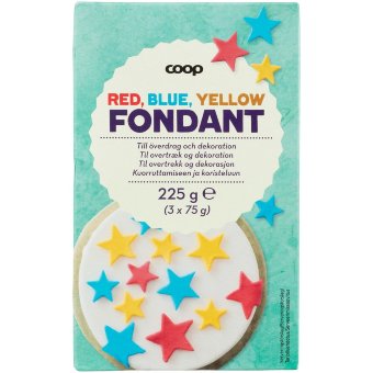 Сахарная мастика Coop (уп 3 шт) 225 гр красная, синяя, желтая Сахарная мастика Coop (уп 3 шт) 225 гр красная, синяя, желтая