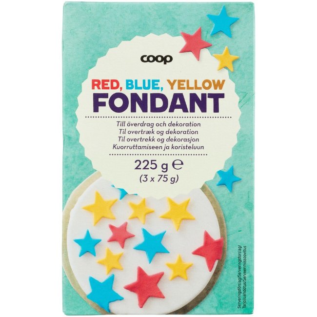 Сахарная мастика Coop (уп 3 шт) 225 гр красная, синяя, желтая
