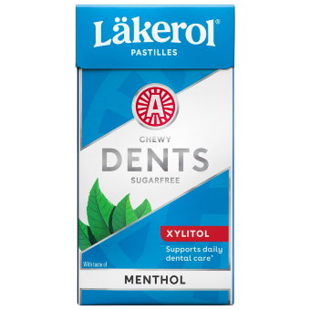 Жевательные пастилки с ксилитом Läkerol Dents (мята) 36 гр