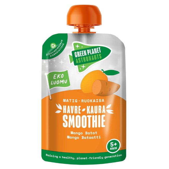Овсяной смузи Green Planet Astronauts LUOMU с манго и бататом 100 гр 5 мес+
