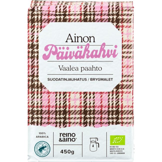 Светлый фильтрованный кофе Reino&Aino Ainon Päiväkahvi 450 гр органический RFA