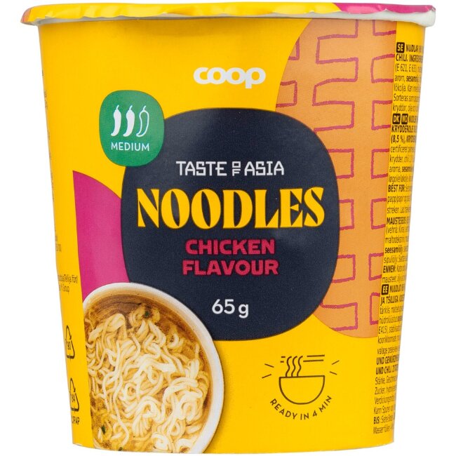 Лапша в стакане Coop Asia со вкусом курицы 65 гр Лапша в стакане Coop Asia со вкусом курицы 65 гр
