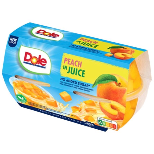 Фруктовые чашки с персиком Dole (уп 4 шт) 452 гр