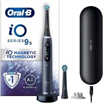 Электрическая зубная щетка Oral-B iO 9 Black, 2 сменные насадки, 1 зарядный дорожный футляр, Designed by Braun Электрическая зубная щетка Oral-B iO 9 Black, 2 сменные насадки, 1 зарядный дорожный футляр, Designed by Braun