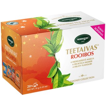 Чай ройбуш Nordqvist Teetaivas Rooibos 4 вкуса (уп 20 шт) 35 гр RFA