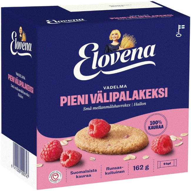 Овсяное снек-печенье Elovena Pieni с малиной (уп 9 шт) 162 гр