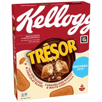 Хлопья Kellogg's Tresor карамелизированное печенье и белый шоколад 375 гр Хлопья Kellogg's Tresor карамелизированное печенье и белый шоколад 375 гр