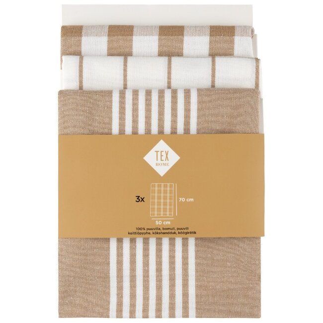 Кухонное полотенце Tex Home Stripes 3 шт бежевое Кухонное полотенце Tex Home Stripes 3 шт бежевое