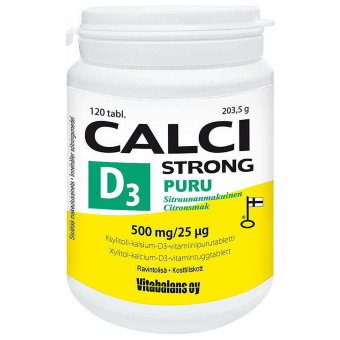 Витамины с кальцием Calci Strong PURU 500 мг + D3-vitamiini 25 мкг 120 жевательных таблеток Vitabalans Витамины с кальцием Calci Strong PURU 500 мг + D3-vitamiini 25 мкг 120 жевательных таблеток Vitabalans
