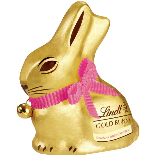 Фигурка из белого шоколада с кусочками сублимированной клубники Lindt GOLD BUNNY 100 гр Фигурка из белого шоколада с кусочками сублимированной клубники Lindt GOLD BUNNY 100 гр