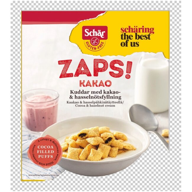 Хрустящие злаковые подушечки Schär Zaps с какао- и фундуковым наполнителем без глютена 300 гр