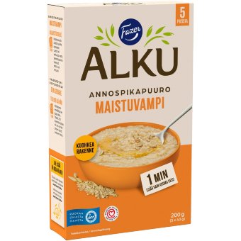 Порционная овсяная каша Fazer Alku Maistuvampi 200 гр (уп 5 шт) 40 гр