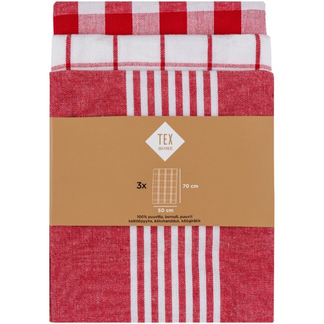 Кухонное полотенце Tex Home Stripes 3 шт красное Кухонное полотенце Tex Home Stripes 3 шт красное