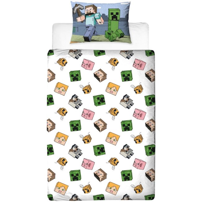 Детское постельное белье Minecraft (одеяло 150x210 + наволочка 50x60 см), многоцветное