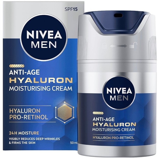 Увлажняющий крем для лица с гиалуроновой кислотой и SPF15 NIVEA MEN Anti-Age 50 мл Увлажняющий крем для лица с гиалуроновой кислотой и SPF15 NIVEA MEN Anti-Age 50 мл