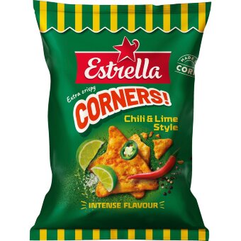 Кукурузные чипсы Estrella Corners с чили и лаймом 160 гр Кукурузные чипсы Estrella Corners с чили и лаймом 160 гр