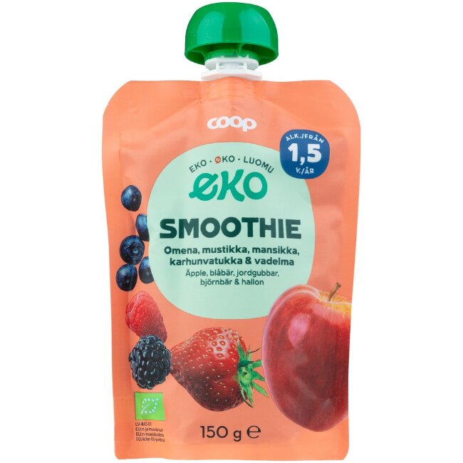 Смузи Coop Eko яблоко и ягоды органик 150 гр для малышей от 1,5 лет