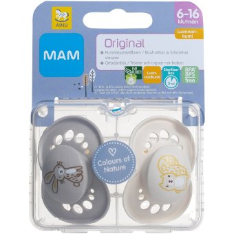 Соска-пустышка из натурального каучука Ainu Mam Original 6-16 мес, 2 шт