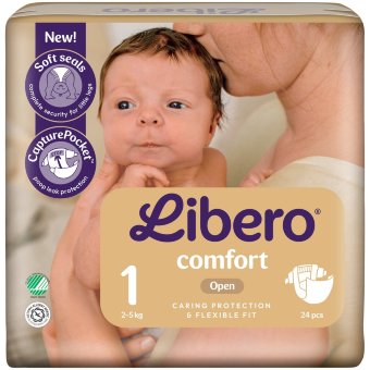 Подгузники на липучках Libero Comfort размер 1 (уп 24 шт) 2-5 кг