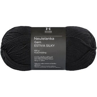 Пряжа House lanka из смеси бамбукового вискозы и хлопка Estiva Silky 100 гр Black 217