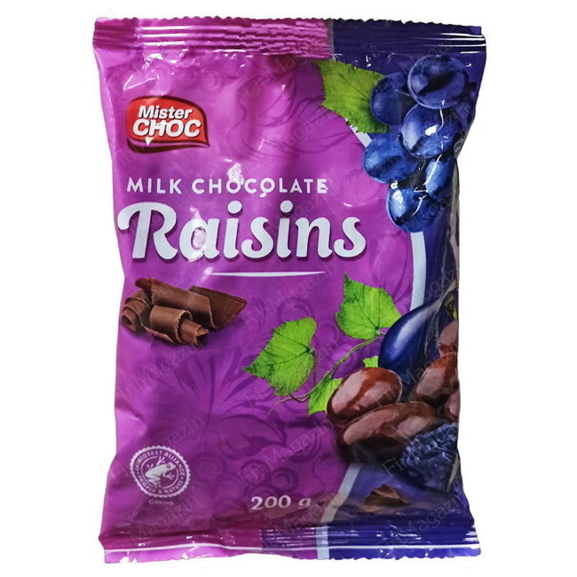 Изюм в молочном шоколаде Mister Choc 200 гр Изюм в молочном шоколаде Mister Choc 200 гр