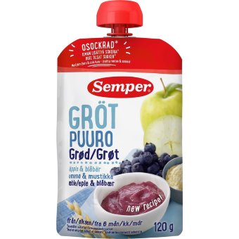 Готовая каша Semper (яблоко, черника) 120 гр