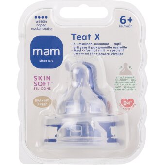 Силиконовая соска для кормления MAM X 2 шт 6+ мес, очень быстрая
