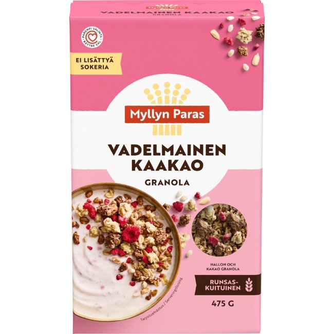 Гранола с малиной и какао Myllyn Paras 475 гр