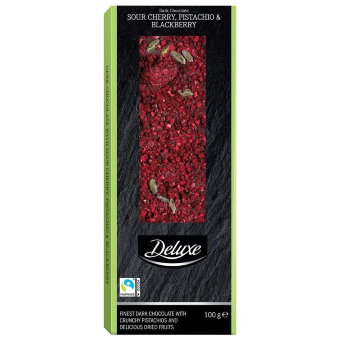 Шоколад Deluxe (черника, вишня, фисташки) 100 гр Шоколад Deluxe (черника, вишня, фисташки) 100 гр