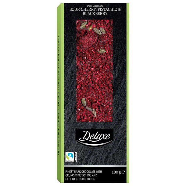 Шоколад Deluxe (черника, вишня, фисташки) 100 гр Шоколад Deluxe (черника, вишня, фисташки) 100 гр