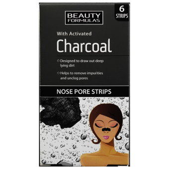 Полоски Beauty Formulas для очищения пор крыльев носа 6шт с активированным углем