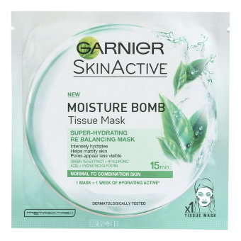 Тканевая маска с экстрактом зеленого чая Garnier Skin Active Moisture Bomb 32 г Тканевая маска с экстрактом зеленого чая Garnier Skin Active Moisture Bomb 32 г
