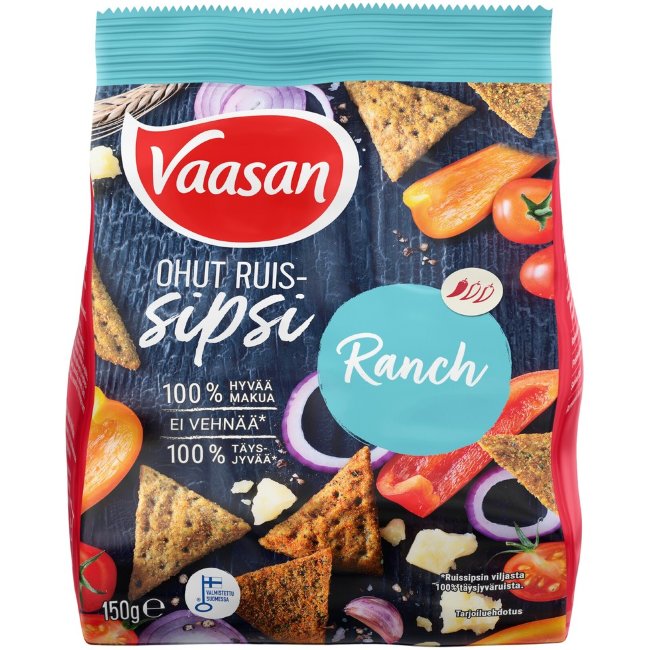 Ржаные снеки Vaasan Ruissipsi Ranch 150 гр