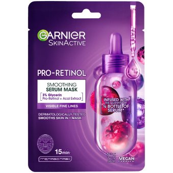 Сыворотка Garnier SkinActive Pro-Retinol разглаживающая тканевая маска для всех типов кожи 28 гр
